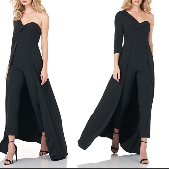 NEW Kay Unger CREPE WALK THRU JUMPSUIT black size 6 - Picture 9 of 10